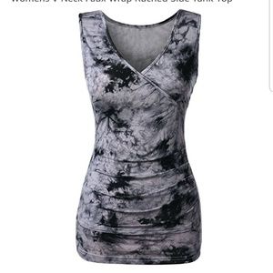 Womens Sleeveless Faux Wrap Summer Top XL